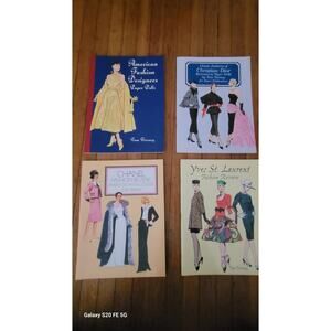 Set of 4 Fashion House Paper Dolls Tom Tierney.  Dior, Chanel, Yves St Laurent